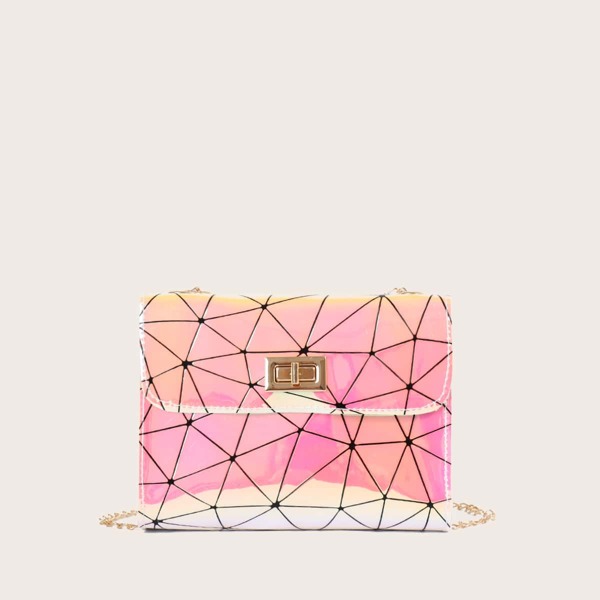 

Geo Pattern Twist Lock Shoulder Bag, Pink