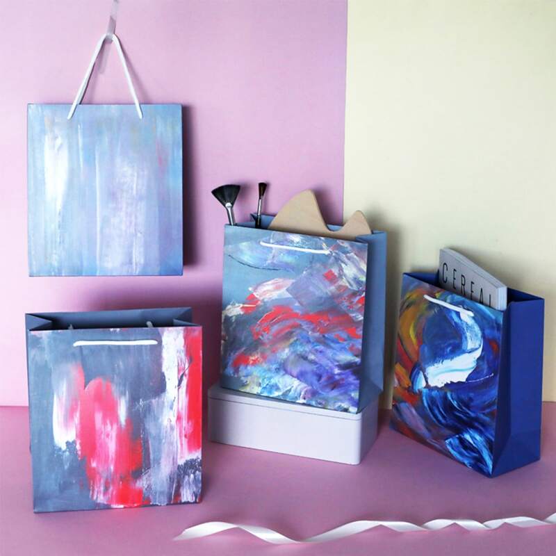 

1pc Random Oil Painting Paper Gift Bag, Multicolor