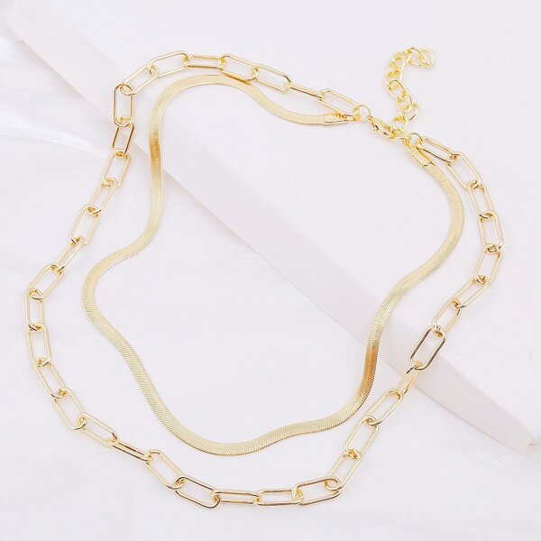 

Simple Layered Chain Necklace, Gold