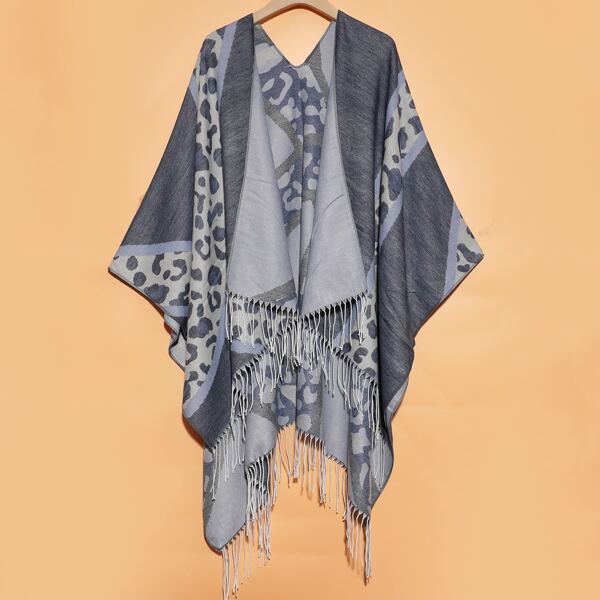 

Animal Pattern Shawl Scarf, Dusty blue