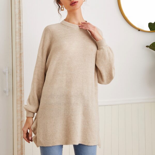 

Drop Shoulder Solid Sweater, Beige