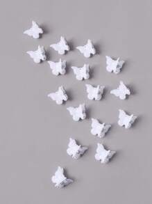 16 件纯色蝴蝶发夹可爱 Y2k 爪夹发夹发夹发夹发夹发夹发夹，学校用品，学院秋冬发饰女士度假装扮女士 - 白色 - 查看 1