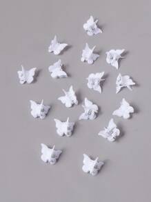 16 件纯色蝴蝶发夹可爱 Y2k 爪夹发夹发夹发夹发夹发夹发夹，学校用品，学院秋冬发饰女士度假装扮女士 - 白色 - 查看 2