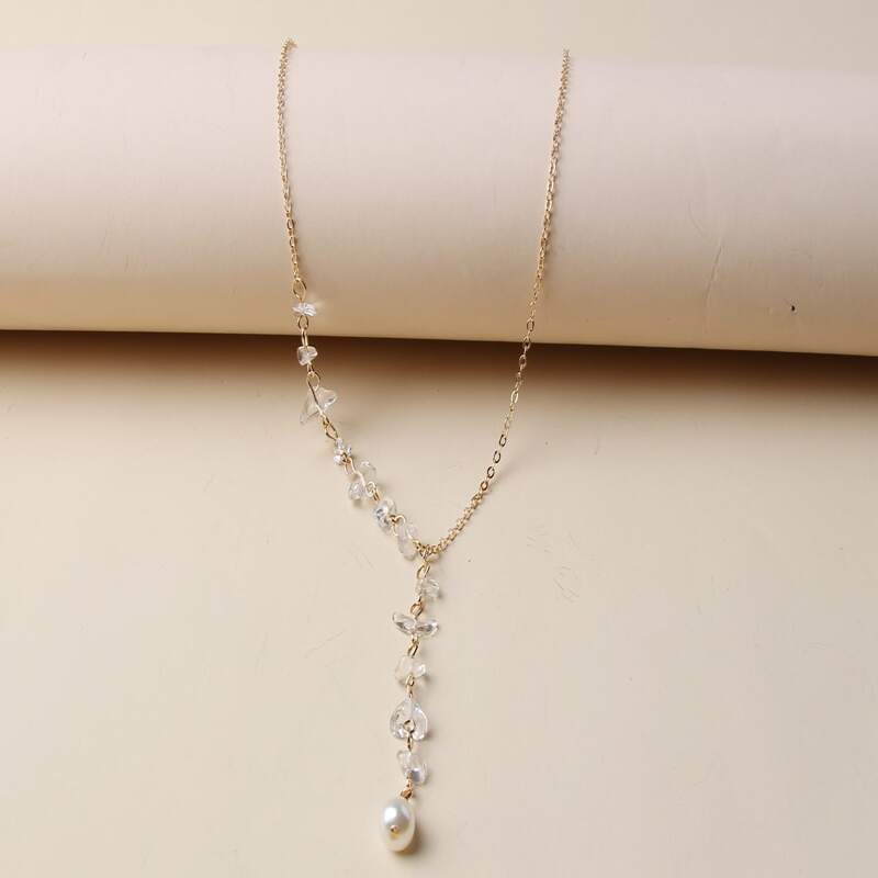 

Crystal Decor Lariat Necklace, Gold