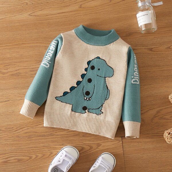 

Toddler Boys Letter & Cartoon Print Sweater, Multicolor