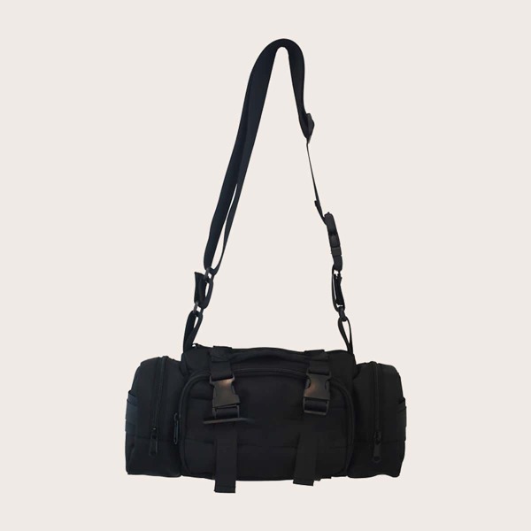 

Men Release Buckle Decor Duffle Bag, Black