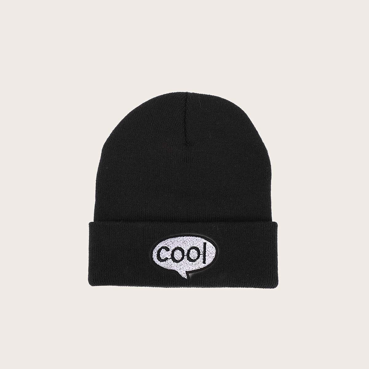 

Letter Cuffed Beanie, Black