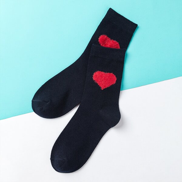 

Heart Pattern Socks, Black