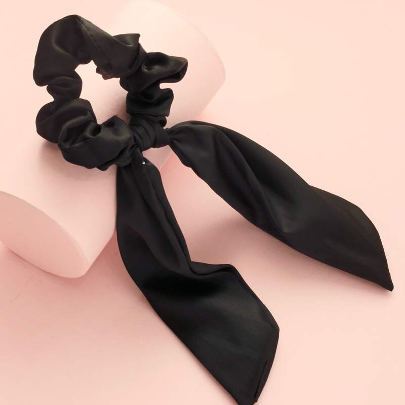 

1pc Satin Scrunchie Scarf, Black