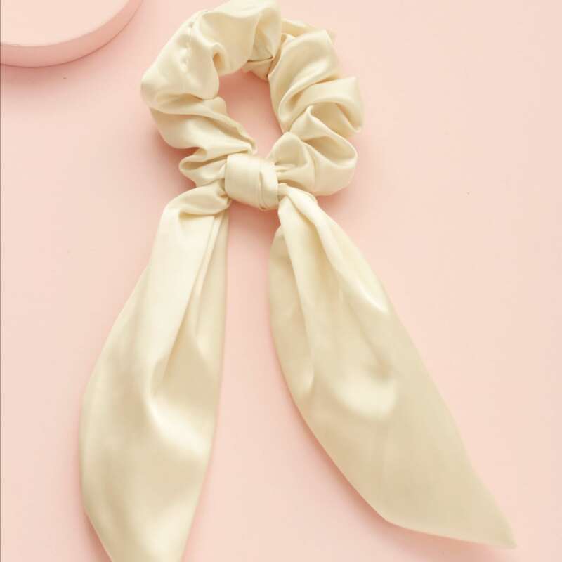

1pc Satin Scrunchie Scarf, Beige