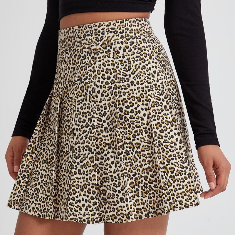 

Leopard Pleated Skirt, Multicolor