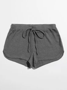 SHEIN EZwear Knot Waist Waffle Knit Shorts