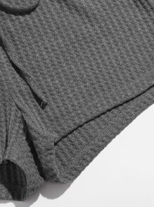 SHEIN EZwear Knot Waist Waffle Knit Shorts