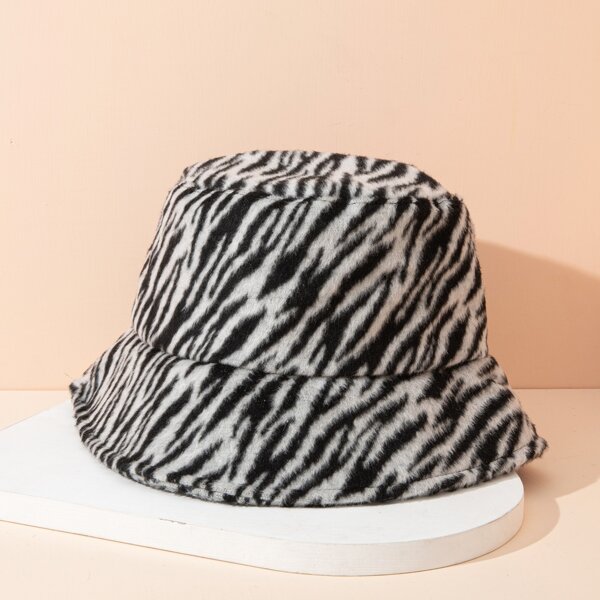 

Zebra Stripe Bucket Hat, Black and white