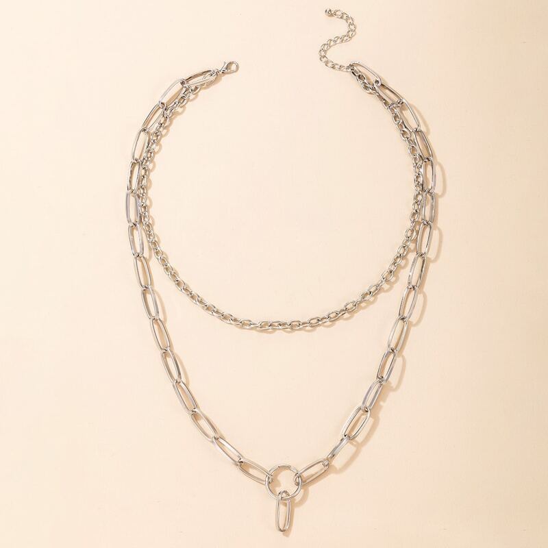 

Guys Layered Chain Necklace, Silver