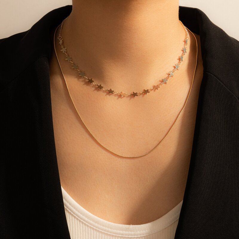 

Star Layered Necklace, Gold