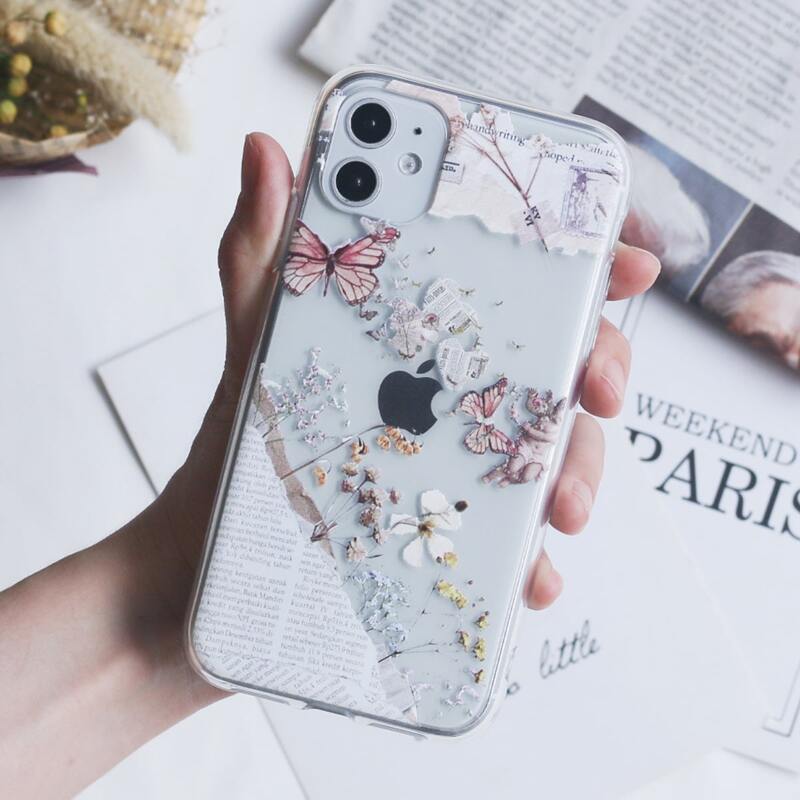 

Butterfly & Floral Clear iPhone Case