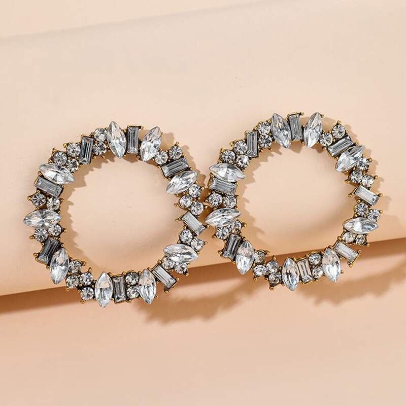 

Rhinestone Ring Drop Earrings, Multicolor