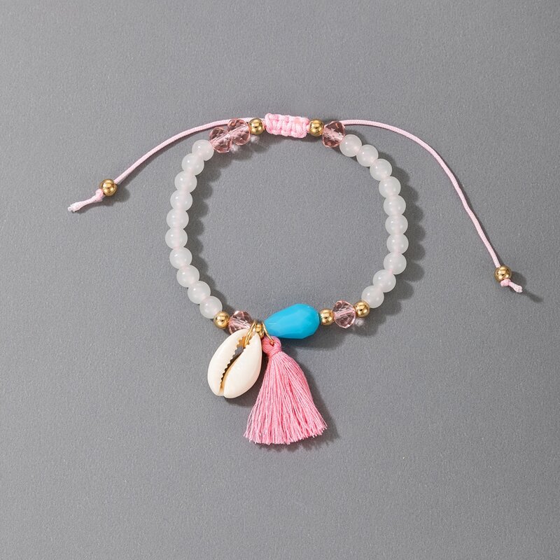 

Shell & Tassel Decor Beaded Bracelet, Multicolor