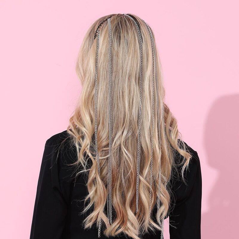 

Metal Chain Tassel Hair Hoop, Silver