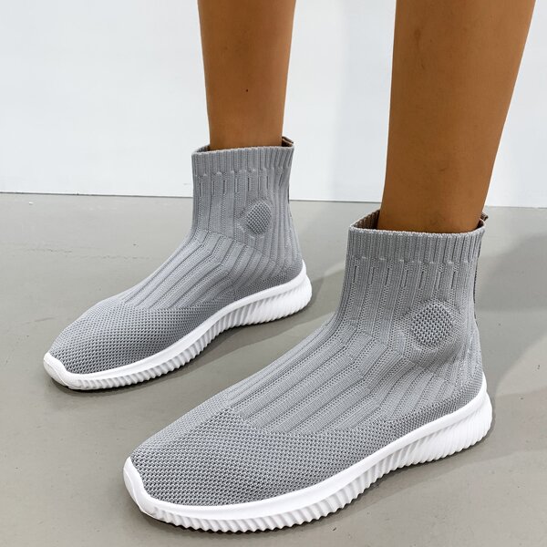 

High Top Knit Sneakers, Grey