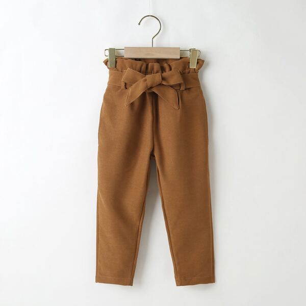 

Toddler Girls Paper Bag Waist Belted Corduroy Pants, Brown