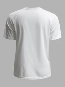 Manfinity Fitness Men Letter Graphic Sports Tee Workout Tops - White - View 2