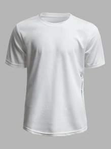 Manfinity Fitness Men Letter Graphic Sports Tee Workout Tops - White - View 5