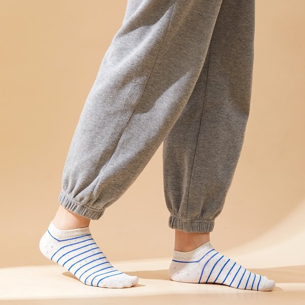 

Striped Pattern Ankle Socks, Blue