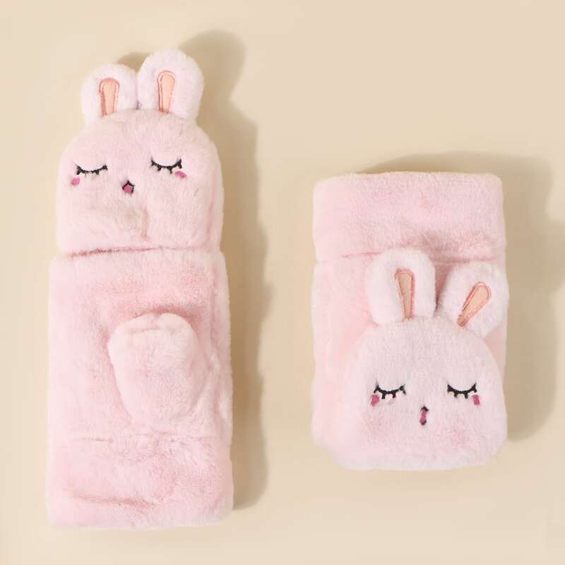 

Cartoon Rabbit Fluffy Gloves, Pink