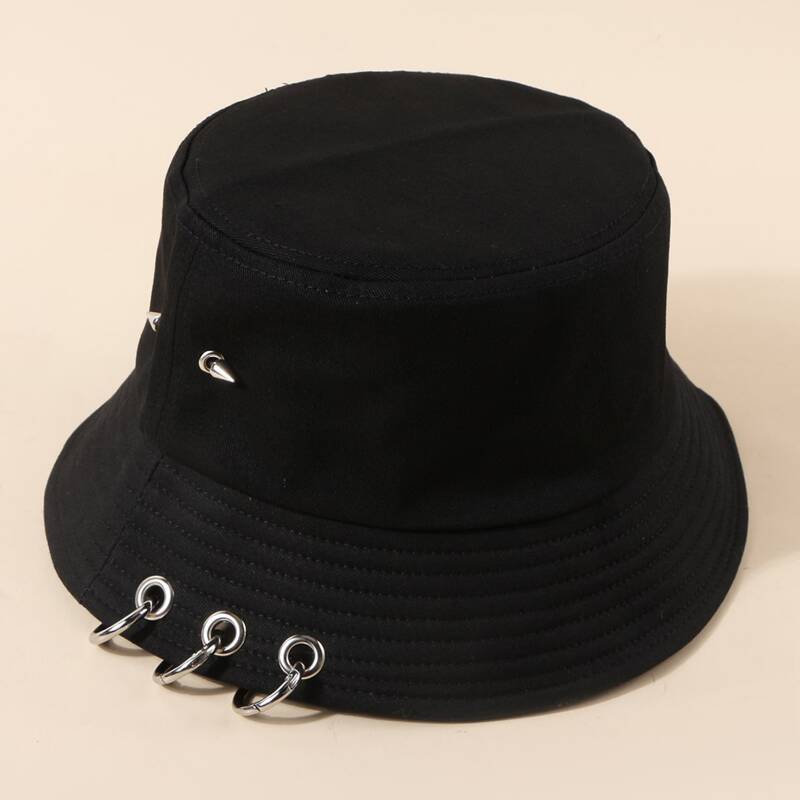 

Guys Spike & Ring Decor Bucket Hat, Black