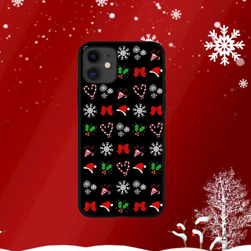 

Christmas Hat & Snowflake Print Phone Case, Multicolor