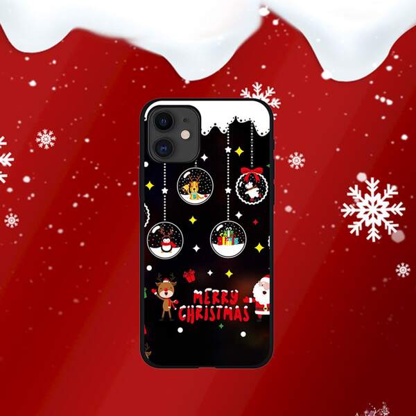 

Christmas Cartoon Graphic Phone Case, Multicolor