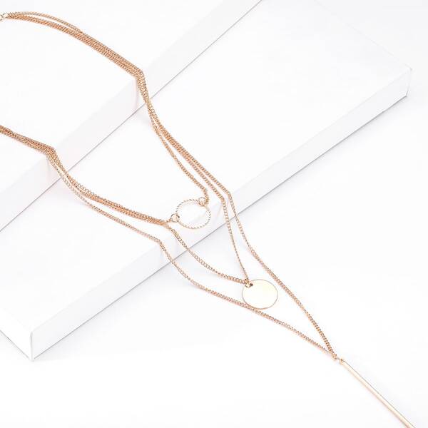

Round Charm Layered Necklace, Gold