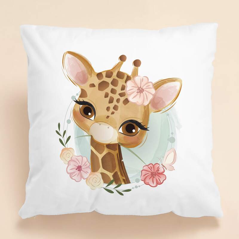 

Cartoon Giraffe Cushion Cover Without Filler, Multicolor