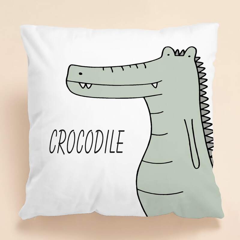 

Cartoon Crocodile Cushion Cover Without Filler, Multicolor