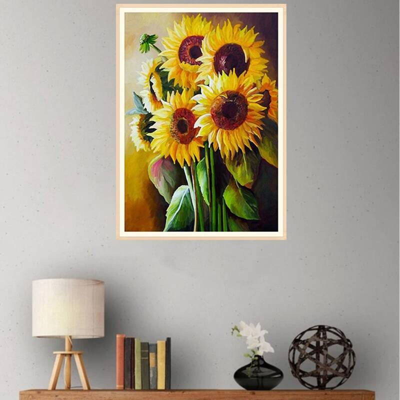 

Sunflower Print DIY Diamond Painting Without Frame, Multicolor
