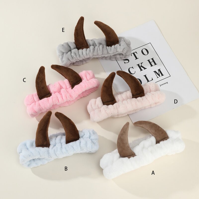 

1pc Horns Decor Bath Headband, Multicolor