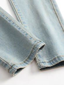 Manfinity LEGND Men Cotton Washed Ripped Skinny Jeans Plain Slim Fit Long Distressed Light Blue Cargo Jeans Light Jeans, For Husband, Boyfriend Gifts Going Out Party Urban Work Vacation