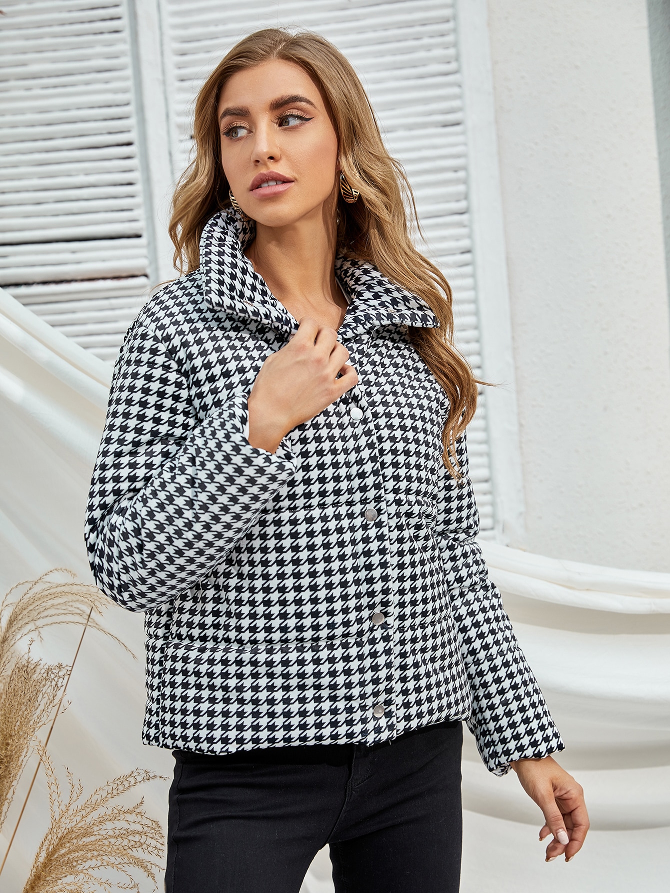 doudoune pied de poule femme