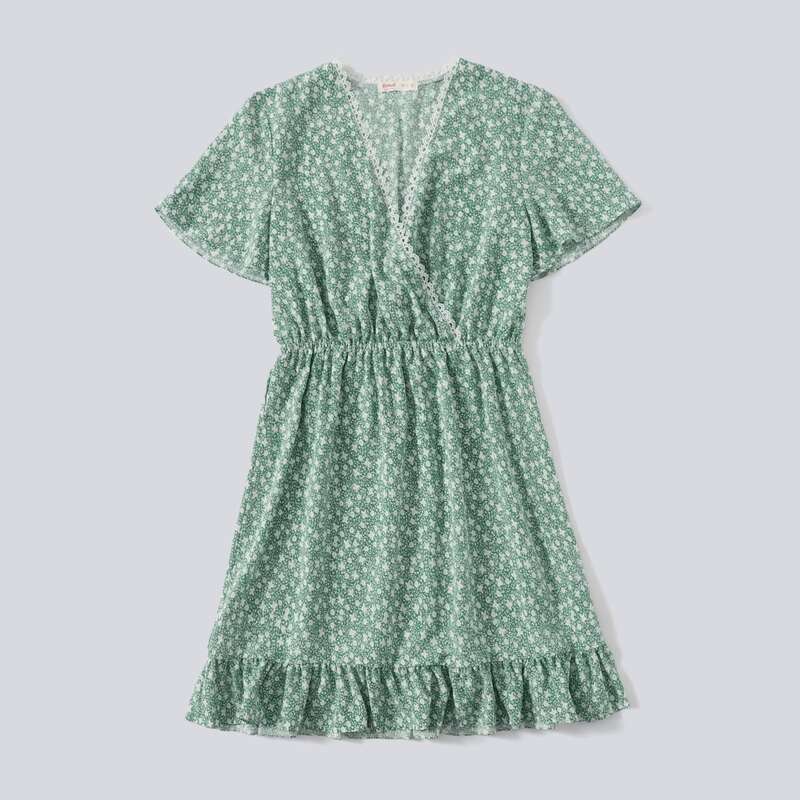

Ditsy Flower Wrap Dress, Green