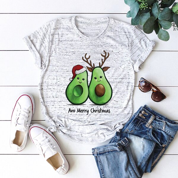 

Christmas Avocado And Slogan Graphic Tee, Light grey