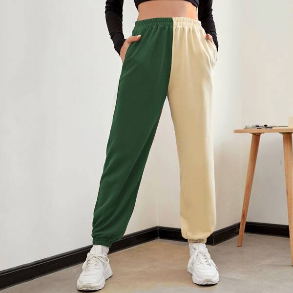 

Elastic Waist Two Tone Sweatpants, Multicolor