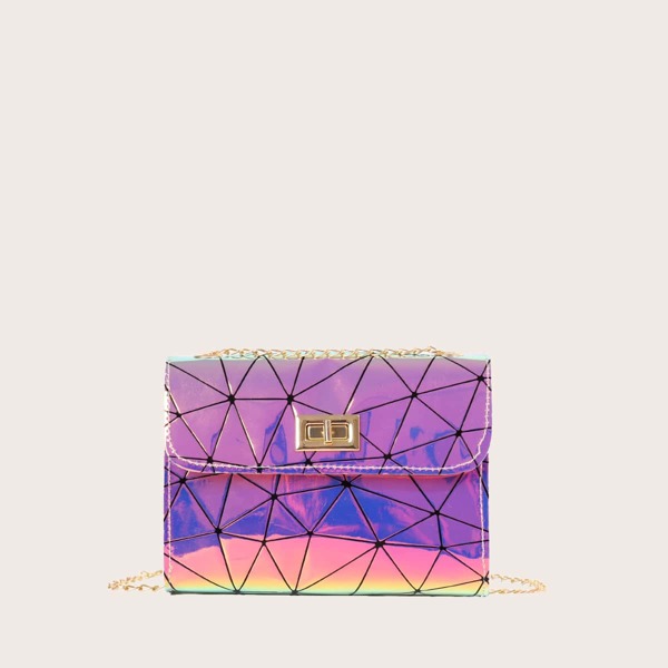

Geo Pattern Twist Lock Shoulder Bag, Purple