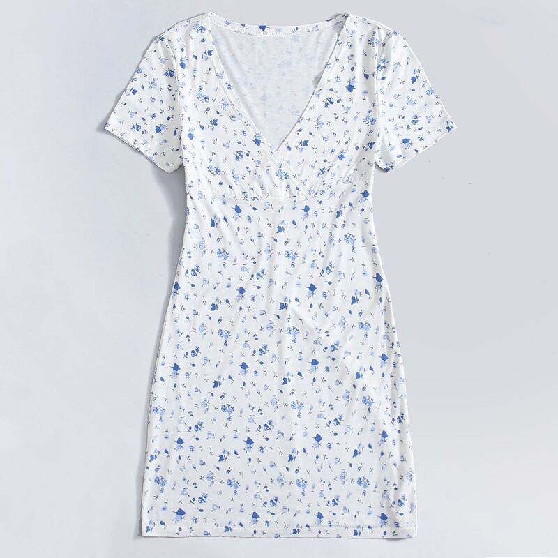 

Ditsy Floral Bodycon Dress, Blue and white