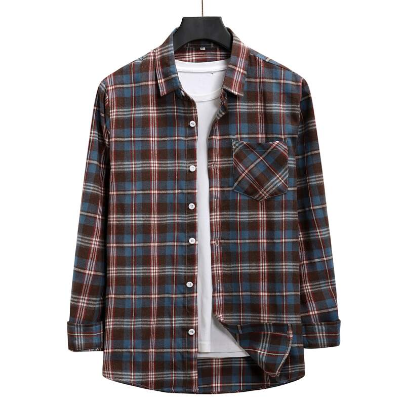 

Guys Plaid Print Button Front Pocket Patched Shirt, Multicolor