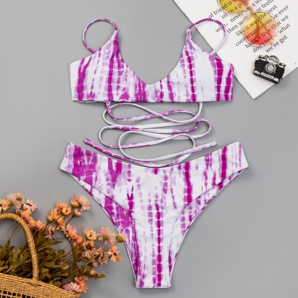 

Tie Dye High Cut Bikini Swimsuit, Multicolor