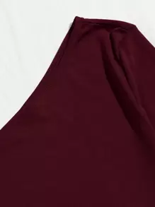 SHEIN Essnce 单肩短款 T 恤 - 紫紅色 - 查看 5