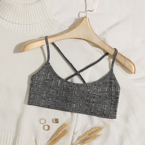 

Space Dye Rib Bralette, Grey