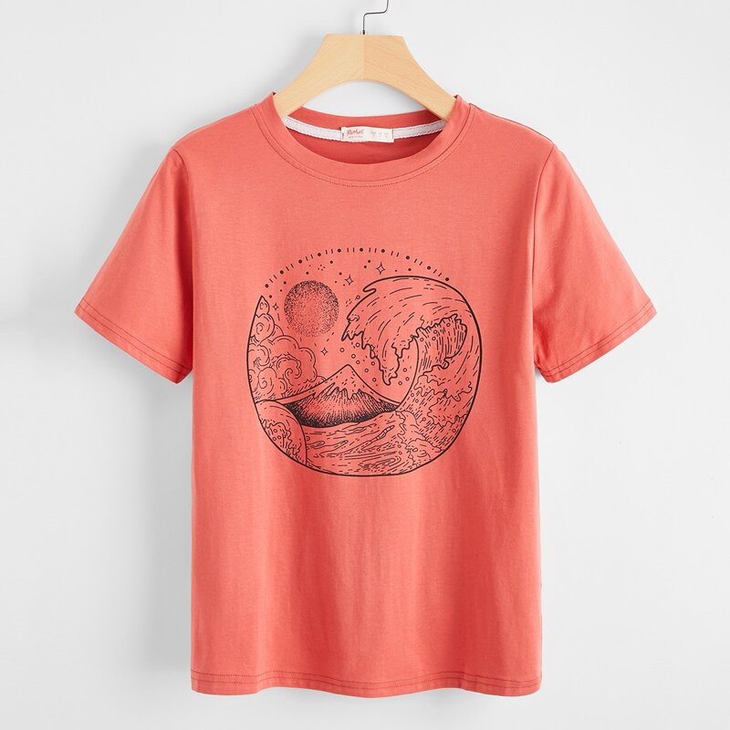 

Wave Graphic Tee, Watermelon pink